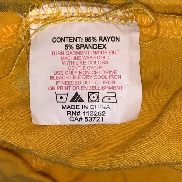 Apple Bottoms Logo Tee T Shirt XL Rhinestone Spell Out Studded  BUTTER YELLOW - Picture 10 of 11